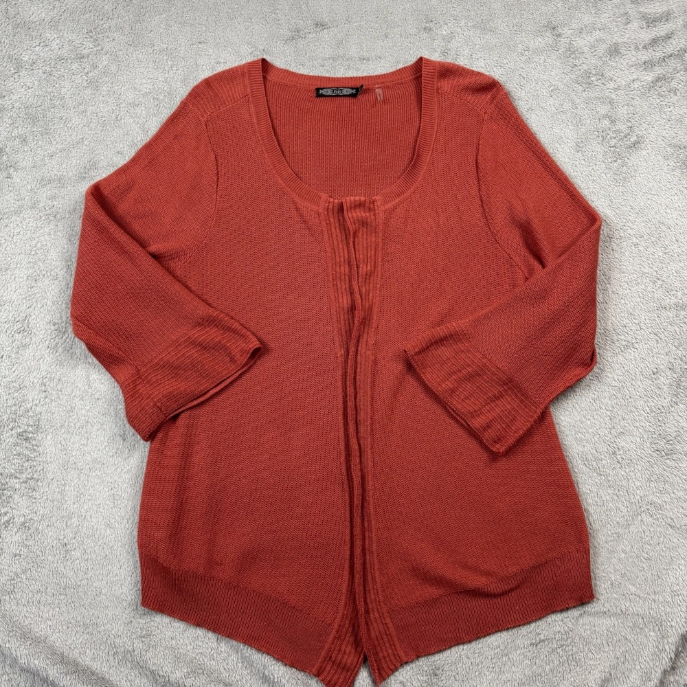 NWT ZOZO Cardigan Women XL‎ Burnt Orange Open Front Silk Blend Knit Sweater